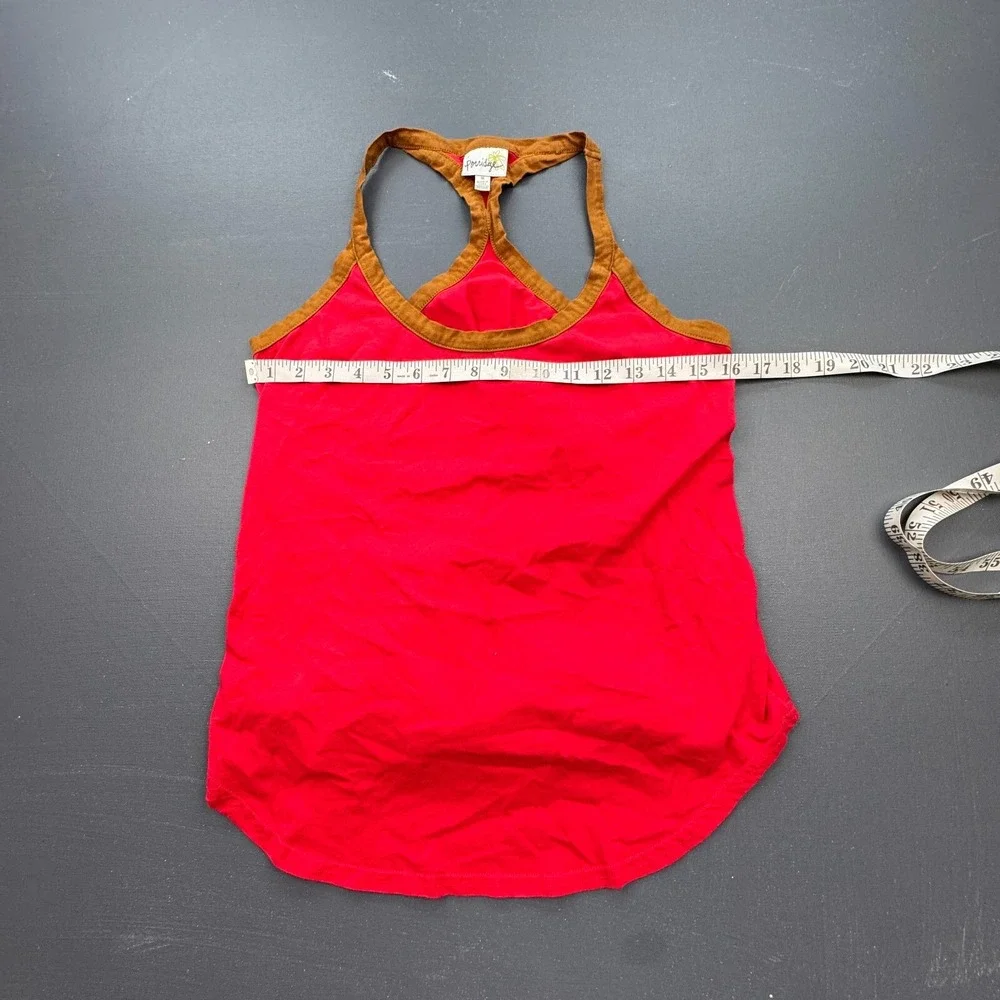 Prana Racerback Tank Top Women's Small Red Brown Trim Yoga Activewear Workout - Picture 3 of 6